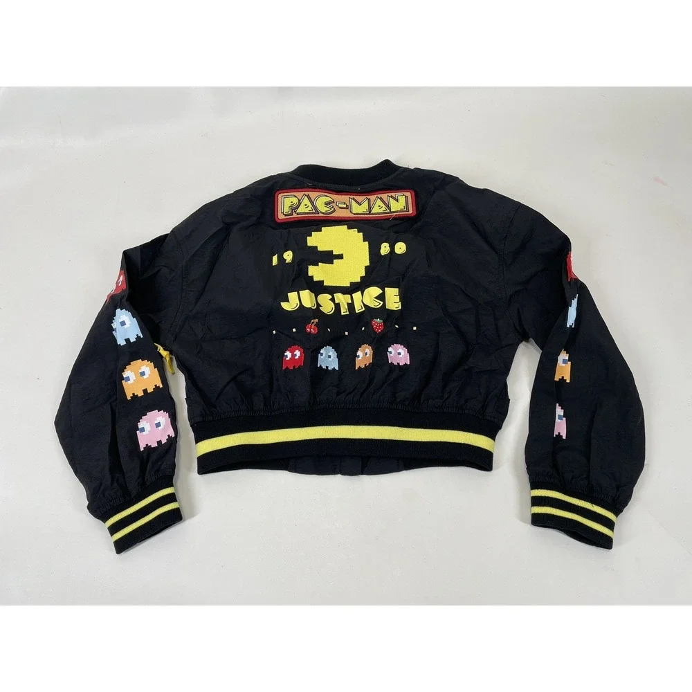 Pacman Justice Girls Mini Bomber‎ Jacket Size S Black